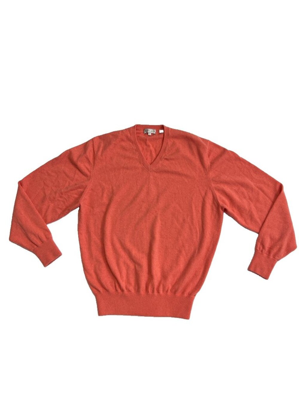 Peter Millar Large Sweater Mens Pink Salmon Cashmere V-Neck Long Sleeves